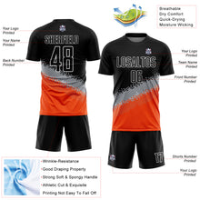 Laden Sie das Bild in den Galerie-Viewer, Custom Black Gray-Orange Gradient Geometric Shape Sublimation Soccer Uniform Jersey