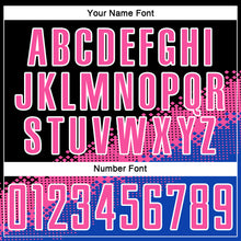 Charger l'image dans la galerie, Custom Black Pink-Thunder Blue Gradient Geometric Shape Sublimation Soccer Uniform Jersey