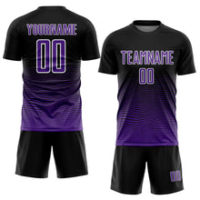Laden Sie das Bild in den Galerie-Viewer, Custom Black Purple-White Gradient Line Sublimation Soccer Uniform Jersey