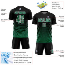 Laden Sie das Bild in den Galerie-Viewer, Custom Black Kelly Green-White Gradient Line Sublimation Soccer Uniform Jersey