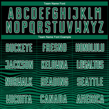 Laden Sie das Bild in den Galerie-Viewer, Custom Black Kelly Green-White Gradient Line Sublimation Soccer Uniform Jersey