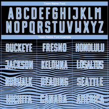 Laden Sie das Bild in den Galerie-Viewer, Custom Black Light Blue-White Gradient Line Sublimation Soccer Uniform Jersey