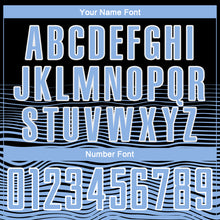 Laden Sie das Bild in den Galerie-Viewer, Custom Black Light Blue-White Gradient Line Sublimation Soccer Uniform Jersey