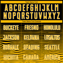 Load image into Gallery viewer, Custom Black Gold-White Gradient Line Sublimation Soccer Uniform Jersey