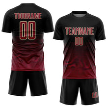 Load image into Gallery viewer, Custom Black Crimson-Cream Gradient Line Sublimation Soccer Uniform Jersey