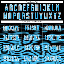 Load image into Gallery viewer, Custom Black Sky Blue-White Gradient Line Sublimation Soccer Uniform Jersey