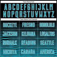 Загрузить изображение в средство просмотра галереи, Custom Black Teal-White Gradient Line Sublimation Soccer Uniform Jersey