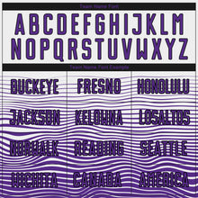 Load image into Gallery viewer, Custom White Purple-Black Gradient Line Sublimation Soccer Uniform Jersey