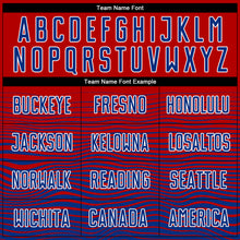 Laden Sie das Bild in den Galerie-Viewer, Custom Red Royal-White Gradient Line Sublimation Soccer Uniform Jersey