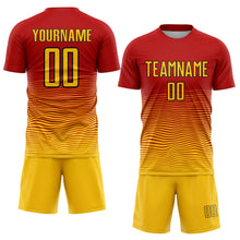 Load image into Gallery viewer, Custom Red Yellow-Black Gradient Line Sublimation Soccer Uniform Jersey