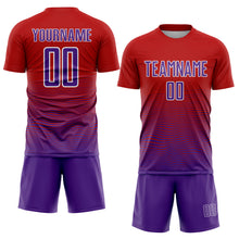 Загрузить изображение в средство просмотра галереи, Custom Red Purple-White Gradient Line Sublimation Soccer Uniform Jersey