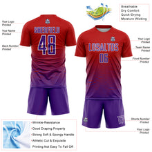 Загрузить изображение в средство просмотра галереи, Custom Red Purple-White Gradient Line Sublimation Soccer Uniform Jersey