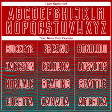 Загрузить изображение в средство просмотра галереи, Custom Red Teal-White Gradient Line Sublimation Soccer Uniform Jersey