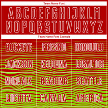 Загрузить изображение в средство просмотра галереи, Custom Red Neon Green-White Gradient Line Sublimation Soccer Uniform Jersey