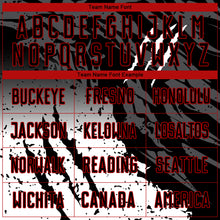 Load image into Gallery viewer, Custom Black White-Red Gradient Scratch Splash Sublimation Soccer Uniform Jersey