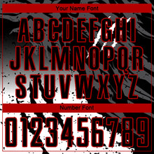 Load image into Gallery viewer, Custom Black White-Red Gradient Scratch Splash Sublimation Soccer Uniform Jersey