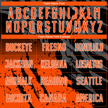 Laden Sie das Bild in den Galerie-Viewer, Custom Black Orange-White Gradient Scratch Splash Sublimation Soccer Uniform Jersey