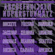 Charger l'image dans la galerie, Custom Black Purple-White Gradient Scratch Splash Sublimation Soccer Uniform Jersey