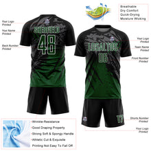 Load image into Gallery viewer, Custom Black Green-White Gradient Scratch Splash Sublimation Soccer Uniform Jersey
