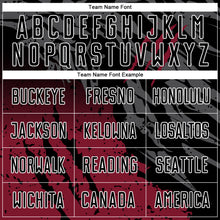 Laden Sie das Bild in den Galerie-Viewer, Custom Black Crimson-White Gradient Scratch Splash Sublimation Soccer Uniform Jersey