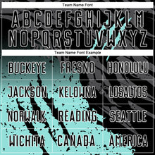 Laden Sie das Bild in den Galerie-Viewer, Custom Black Ice Blue-White Gradient Scratch Splash Sublimation Soccer Uniform Jersey