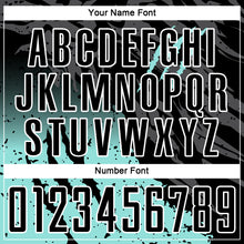 Laden Sie das Bild in den Galerie-Viewer, Custom Black Ice Blue-White Gradient Scratch Splash Sublimation Soccer Uniform Jersey