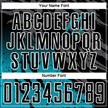 Laden Sie das Bild in den Galerie-Viewer, Custom Black Teal-White Gradient Scratch Splash Sublimation Soccer Uniform Jersey