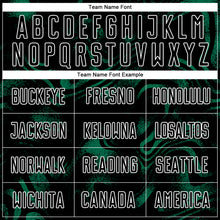Laden Sie das Bild in den Galerie-Viewer, Custom Black Kelly Green-White Abstract Liquid Sublimation Soccer Uniform Jersey