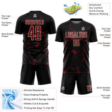Laden Sie das Bild in den Galerie-Viewer, Custom Black Crimson-Cream Abstract Liquid Sublimation Soccer Uniform Jersey