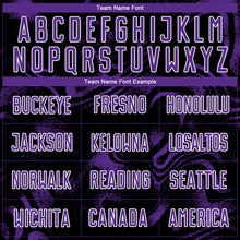 Laden Sie das Bild in den Galerie-Viewer, Custom Black Purple-White Abstract Liquid Sublimation Soccer Uniform Jersey