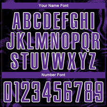 Laden Sie das Bild in den Galerie-Viewer, Custom Black Purple-White Abstract Liquid Sublimation Soccer Uniform Jersey