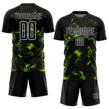 Load image into Gallery viewer, Custom Black Neon Green-White Abstract Liquid Sublimation Soccer Uniform Jersey