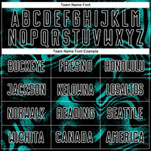 Charger l'image dans la galerie, Custom Black Aqua-White Abstract Liquid Sublimation Soccer Uniform Jersey