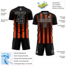 Laden Sie das Bild in den Galerie-Viewer, Custom Black Orange-White Geometric Shape Sublimation Soccer Uniform Jersey