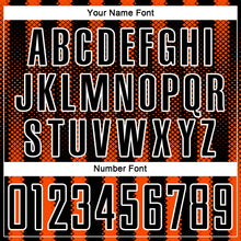 Laden Sie das Bild in den Galerie-Viewer, Custom Black Orange-White Geometric Shape Sublimation Soccer Uniform Jersey