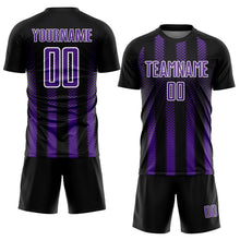 Загрузить изображение в средство просмотра галереи, Custom Black Purple-White Geometric Shape Sublimation Soccer Uniform Jersey