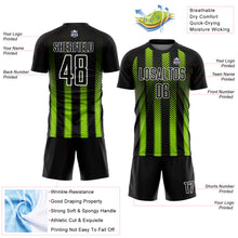 Load image into Gallery viewer, Custom Black Neon Green-White Geometric Shape Sublimation Soccer Uniform Jersey