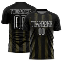 Laden Sie das Bild in den Galerie-Viewer, Custom Black Olive-White Geometric Shape Sublimation Soccer Uniform Jersey