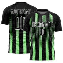 Laden Sie das Bild in den Galerie-Viewer, Custom Black Pea Green-White Geometric Shape Sublimation Soccer Uniform Jersey