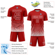 Load image into Gallery viewer, Custom Red White Geometric Shape Sublimation Soccer Uniform Jersey