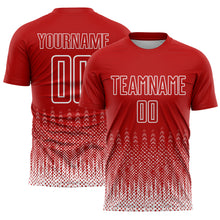 Load image into Gallery viewer, Custom Red White Geometric Shape Sublimation Soccer Uniform Jersey