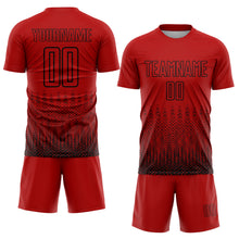 Load image into Gallery viewer, Custom Red Black Geometric Shape Sublimation Soccer Uniform Jersey