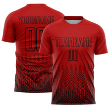 Load image into Gallery viewer, Custom Red Black Geometric Shape Sublimation Soccer Uniform Jersey