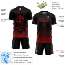 Load image into Gallery viewer, Custom Black Red Geometric Shape Sublimation Soccer Uniform Jersey