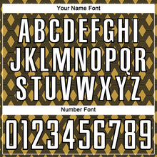 Laden Sie das Bild in den Galerie-Viewer, Custom Black White-Old Gold Geometric Shape Sublimation Soccer Uniform Jersey