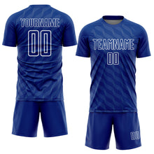 Laden Sie das Bild in den Galerie-Viewer, Custom Royal White Waves Shape Sublimation Soccer Uniform Jersey