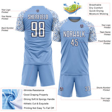 Charger l'image dans la galerie, Custom Light Blue White-Navy Geometric Shape Sublimation Soccer Uniform Jersey