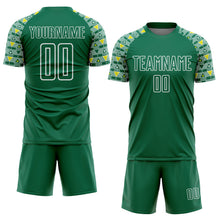 Charger l'image dans la galerie, Custom Kelly Green White Geometric Shape Sublimation Soccer Uniform Jersey