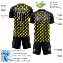 Загрузить изображение в средство просмотра галереи, Custom Black Light Yellow-White Geometric Shape Sublimation Soccer Uniform Jersey