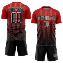 Charger l'image dans la galerie, Custom Red Black-White Gradient Line Sublimation Soccer Uniform Jersey